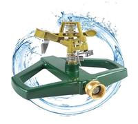 Arroseur Pelouse Rotatives à 360 avec Jardin Socle métal, Arrosage Automatique pour Jardin, Arrosage Oscillant Arroseur Gazon Asperseur pour Systèmes D'irrigation, Irrigation Pelouse (Doré)