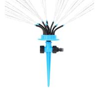Arroseur rotatif à 360 degrés, arroseur de cour multi-bras, système d'égouttement de 10,2 x 7,6 x 21,6 cm avec buses réglables, distributeur d'eau automatique, base rotative avec design, épandeur de
