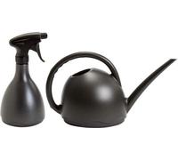 Arrosoir de 1,8 L avec tuyau de pulvérisation de 0,7 L - Arrosoir et pulvérisateur pour fleurs en plastique recyclé - pour plantes d'intérieur, herbes aromatiques et plantes de balcon, couleur anthrac