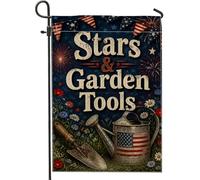 Arrosoir de jardin, truelle patriotique rustique, fleurs d'été, bleu marine, double face, drapeaux décoratifs pour extérieur, terrasse, pelouse, porche, entrée, camping, 30,5 x 45,7 cm