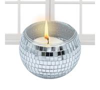Arrovarp Bougeoirs pour Bougies Chauffe-Plat,Photophores pour Bougies Chauffe-Plat en Verre - Porte-Bougies votives en Verre Disco,Photophore Boule Disco, Vase Rond en Argent pour centres de Table de