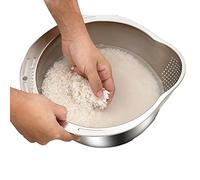 Arrovarp Passoire pour Laver Le Riz, Bol à Riz en Acier Inoxydable, Bol à Riz en Acier Inoxydable, passoire à légumes, passoire à Riz pour Laver Le Riz et Les légumes