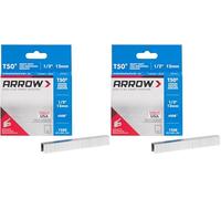 Arrow 508 Lot de 2 agrafes T50 robustes de 1,27 cm de longueur de jambe, couronne de 9,5 mm, pour tissus d'ameublement, construction, meubles, travaux manuels, 1250 pièces
