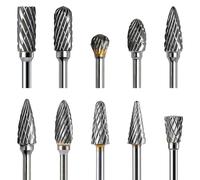 ARROWMAX Lot de 10 fraises en métal dur - 2,35 mm - Fraise rotative Burrs pour Dremel et micromoteur - Double coupe - En carbure de tungstène - Pour bijoux, modélisme, sculpture sur bois