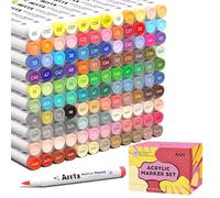 Arrtx 120 Couleurs Feutre Acrylique, série Anime, Marqueur Peinture Acrylique à Pinceau à Base D'eau, Acrylic Paint Marker pour Roche, Pierre, Céramique, Verre, Tissu, Bois, Toile, Créatifs