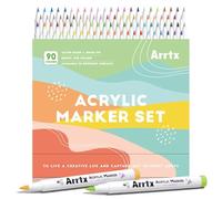 Arrtx Coffret 90 marqueurs acryliques à pointe pinceau pour peinture paysage. Encres imperméables résistantes à l'eau pour pierre, métal, plastique, céramique, toile et projets DIY