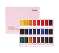 Arrtx Kit de peinture aquarelle, 24 godets complets avec des couleurs vives, non toxiques, résistantes à la lumière, fournitures d'art professionnelles idéales pour les croquis, les illustrations et