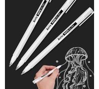 Arrtx Lot de 3 stylos à encre gel blanc, 1 mm, stylo à encre gel Gelly Roll pour papier noir,dessin, croquis, écriture, livres de coloriage pour adultes, illustration, prise de notes