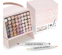 Arrtx Lot de 48 marqueurs à base d'alcool pour teint de peau Oros, marqueurs d'art à pointe pinceau et ciseau pour dessin, coloriage, croquis, illustration pour artistes adultes