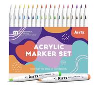 Arrtx Marqueurs de peinture acrylique 36D avec pointe pinceau pour peinture sur roche, bois, céramique, verre, toile, métal, plastique, tissu, pierre et pour tout projet artistique