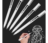 Arrtx Stylo gel blanc, stylo à encre gel Gelly Roll 1mm pour papier noir, croquis, dessin, écriture, livres de coloriage pour adultes, illustration, prise de notes, stylo à encre blanche (lot de 5)