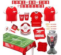 Arsenal FC Coffret de Fête Officiel 77 Pièces | Kit Tout-en-Un pour 6 Invités avec Vaisselle Jetable, Ballons Maillot, Décorations & Accessoires | Idéal Matchday & Anniversaire
