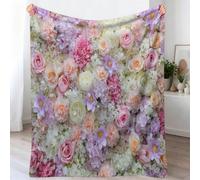 Art 3D Couverture 180 x 200 cm, Couverture en Flanelle Douce et Confortable en Flanelle pour Lit Enfants, Fleurs Romantiques Rose Pivoine pour Filles, Garçon, Préadolescentes, Multicolore