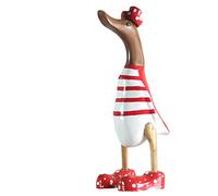 ART-CRAFT Canard en bois, décoration de jardin, statuette en bois de bambou et teck, peinte à la main, hauteur 25 cm