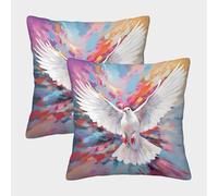 Art de la Colombe de la Paix - Style coloré Abstrait Housse Coussin 2 Pièces Disponible Toutes Les Saisons Taie d'oreiller Decoratif Taies d'oreiller pour Salon Maison De Campagne 40x40cm
