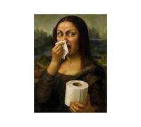 Art De Salle De Bain Mona Lisa Toile 30 x 40 cm Affiche Humoristique | Peinture Joconde Moderne Amusante Idéal Pour Salle De Bain, Toilettes, Douche, Bain, Dortoir, École, Hôtel, Appartement
