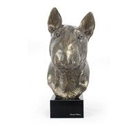 Bull Terrier - buste de chien, grande sculpture, tête de chien sur socle en pierre, décoration de bureau de la marque Art-Dog