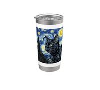 Art félin de Van Gogh Starry Night Black Cat Art Gobelet isotherme en acier inoxydable double paroi