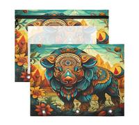 Art Floral Bison Trousses à Crayons Transparentes pour Chevet,Compatibles avec les Classeurs à 3 Anneaux(2 Pack)