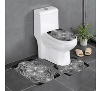 Art Géométrique en Noir Et Blanc Tapis Bain 3Pcs, Tapis De Toilette Durable Housse D'Abattant pour Intérieur Chambre À Coucher