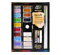 ART&GO Palette Aquarelle, Métalliques, 18 godets