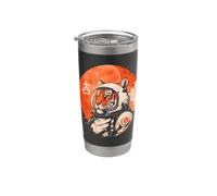 Art minimaliste japonais rétro années 70 tigre spatial Gobelet isotherme en acier inoxydable double paroi