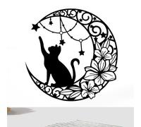 Art mural avec chat en métal - Décorations pour murs | métal, décorations en fer forgé et lune, sculptures pour la maison, cuisine, salon, salle de bain, bureau, statuette de chat