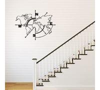 Art Mural Carte du Monde en Métal, Boussole Accrochant Le Signe de Silhouette de Mur, Plaque Noire de Décor À la Maison, Décoration Murale de Bureau À Domicile Intérieur Extérieur ( Size : 19.7IN/50cm