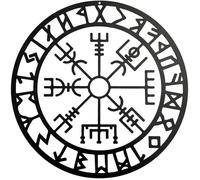 Art mural de boussole viking, sculptures boussole nordique noir creux en fer mural suspendu en métal (28 cm)