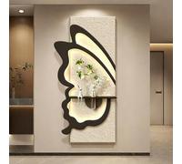 Art mural en grès 3D avec LED, vase intégré pour les fleurs, sculpture de décoration de maison moderne plug-in pour l'entrée de couloir de chambre à coucher de salon, pas de montage requis, éclairage
