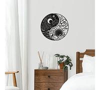 Art Mural En Métal 2 Pièces Yin Yang, Signes de Décoration Murale Suspendus Soleil Et Lune, Plaque Sacrée de la Silhouette du Mur Noir, Sculptures Murales Intérieures Extérieures ( Size : 23.6IN/60cm