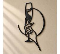 Art mural en métal en verre de vin | Décoration murale en métal for flûte à champagne(Black,39.4*22.6"/100*57.5cm)