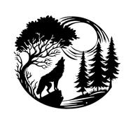 Art mural en métal loup - 40 x 34,9 cm en fer, loup hurlant, décoration de la faune | Parfaitement idéal pour une silhouette animale créative, une chambre à coucher.