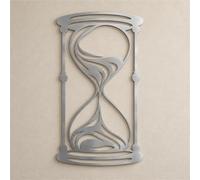 Art mural en métal sablier, décoration murale abstraite avec minuterie | Sculpture murale d'horloge de , tenture murale moderne en métal(Silver,14.2"*23.6")