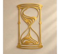 Art mural en métal sablier, décoration murale abstraite avec minuterie | Sculpture murale d'horloge de , tenture murale moderne en métal(Gold,14.2"*23.6")