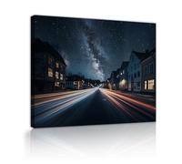 Art mural en toile galactique, ciel étoilé étiré, peinture d’art, traînées de lumière sur l’autoroute, image prête à être accrochée, exposition industrielle pour cadre intérieur du couloir 30x40cm