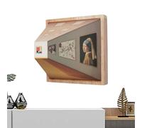 Art Mural Peinture LED - Lumière Ambiante Illusion d'Optique | Lampe Murale Cadre Photo 3D | 3 Couleurs Réglables, Alimenté par USB, Veilleuse Vision Œil Nu, Décor en Bois Illuminé, pour Salon