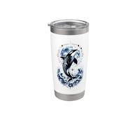 Art mythique de la baleine Orca Moon Guardian Ocean Spirit Gobelet isotherme en acier inoxydable double paroi