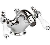 Art Nouveau Rétro Robinet de bidet Salle de bains Robinet de lavabo Argent / Blanc H. 10,5 cm - Qualité de luxe