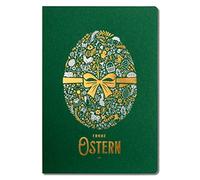 Art Nuvo Cartes de Pâques exclusives - Lot de 10 cartes de manufacture en vert - 120 x 170 mm - Motifs de Pâques dorés et prédécoupés - Fabriqués en papier mat - Inserts et enveloppes beiges