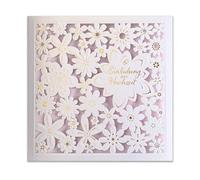 Art Nuvo Invitations de mariage - 20 pièces de 135 x 135 mm, avec inserts imprimables et enveloppes pour mariage - Découpe au laser, finition en film doré. Motif pressé sur papier métallique