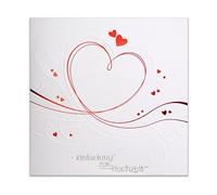 Art Nuvo ZAP_DE_07 Lot de 20 invitations de mariage 135 x 135 mm avec inserts imprimables et enveloppes pour mariage Film rouge Motif pressé sur papier métallique