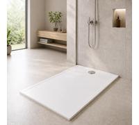 Art-of-Baan® Receveur de douche de qualité supérieure - Avec raccord DIN - Receveur de douche plat avec bonde - Blanc - 80 x 140 cm - Extra plat