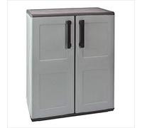 Art Plast - Armoire de Rangement Grise Armoire Basse 2 Portes Polypropylène - Meuble de Rangement Plastique renforcé 68 x 37 x h84 cm