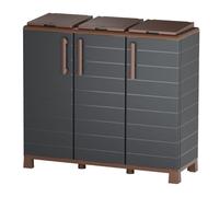 Armoire de tri 3 Portes Cache Poubelle de Tri Sélectif 102 x 37 x 90 cm Intérieur Extérieur Art Plast