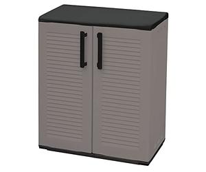 Art Plast Armoire polyvalente multi-usines ou interne, armoire basse avec 2 portes et 1 étagère en polypropylène, 100% Made in Italy, 68x37h84 cm, couleur grise