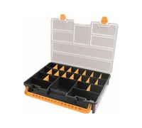 Art Plast - Boîte de rangement professionnelle Organiseur 23 compartiments amovibles Noir Orange 44.3 x 31.7 x 8 cm
