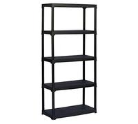 TOOD ETA 845 Étagère de Rangement 5 Tablettes Plastique 80 x 39 x 180 cm Noir - Meuble Organisateur pour Outils et Accessoires