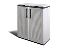 Art Plast Meuble poubelle pour tri sélectif en résine plastique pour extérieur et intérieur (2 conteneurs)