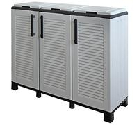 Art Plast Meuble poubelle pour tri sélectif en résine plastique pour extérieur et intérieur (3 conteneurs)
